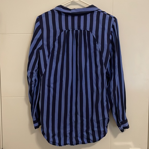 Maeve (Anthro) Breckenridge Blue Striped Button Down Shirt Blouse - Picture 5 of 8
